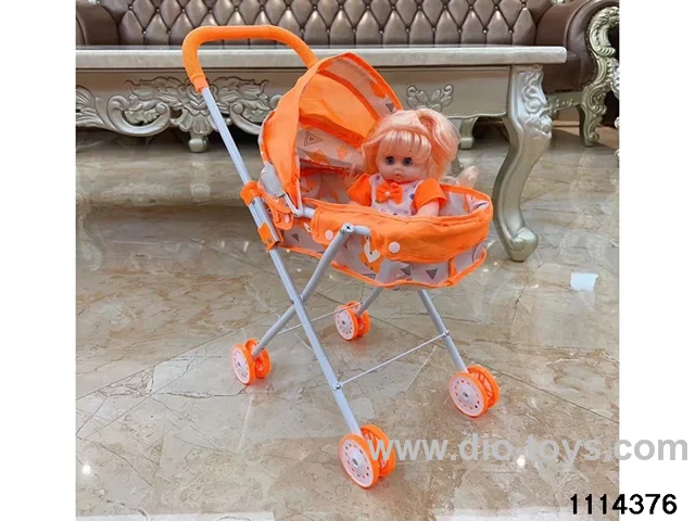 14 inch doll + baby stroller