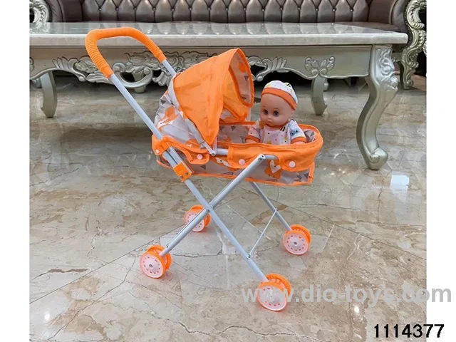 14 inch doll + baby stroller