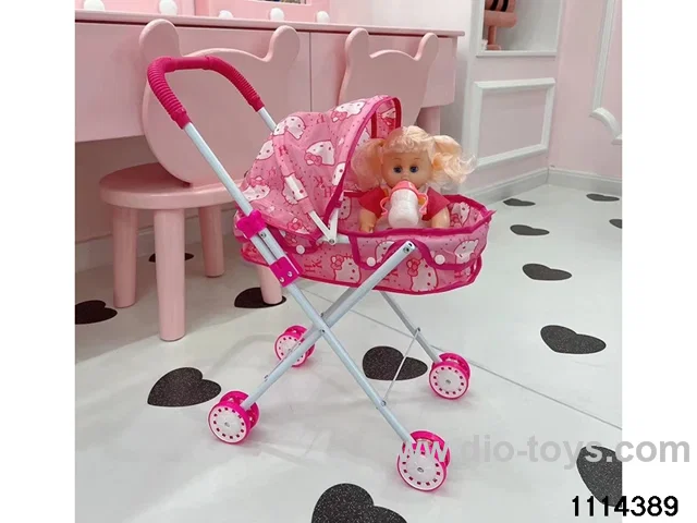 14 inch doll + baby stroller
