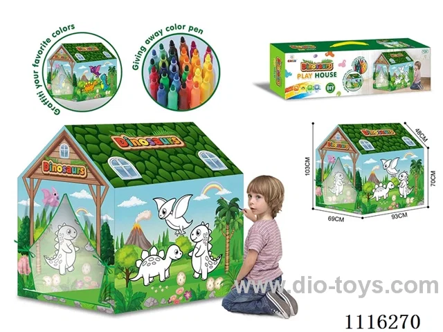 DIY Graffiti Dinosaur Tent Play House (with 12 colored pens)