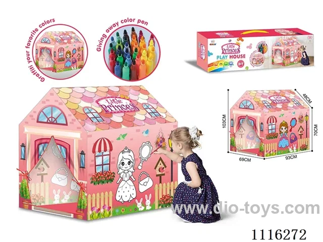 DIY Graffiti Princess Tent Play House (with 12 colored pens)