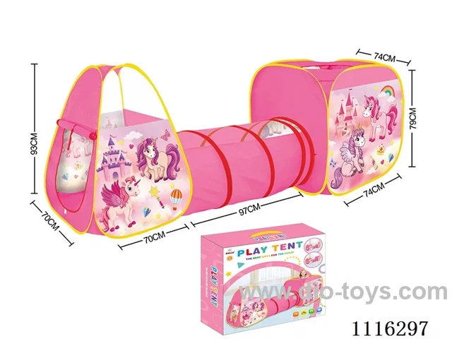 3-in-1 cartoon unicorn tent compound Tunnel Tube game house