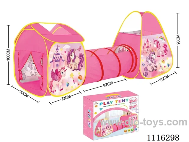 Three-in-one cartoon unicorn game house compound tunnel climbing tent
