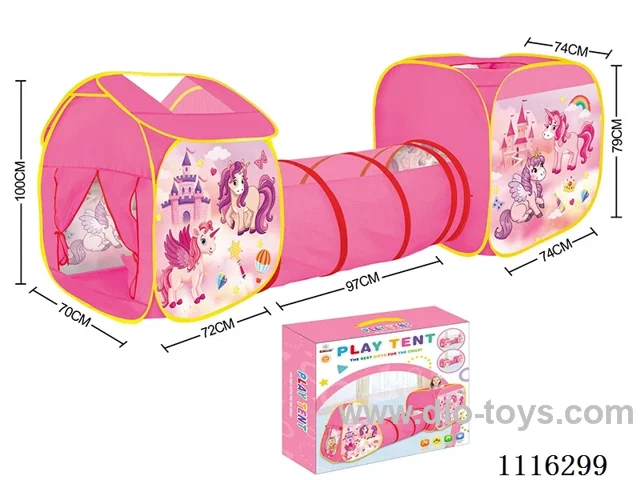 Three-in-one cartoon unicorn game house compound tunnel climbing tent