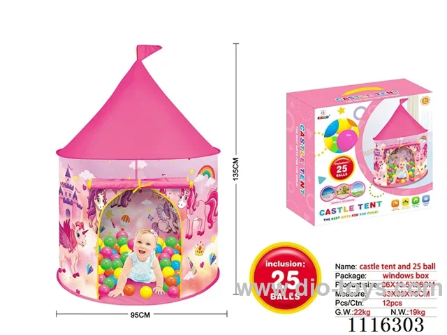Children's cartoon unicorn Yurt tent with 25 5.5CM ocean balls