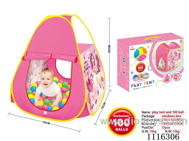Cartoon Unicorn tent with 100 5.5CM ocean balls