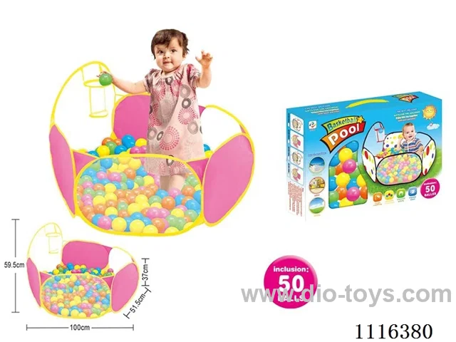 1 meter pink children's basketball pool with 50 6cm ocean balls