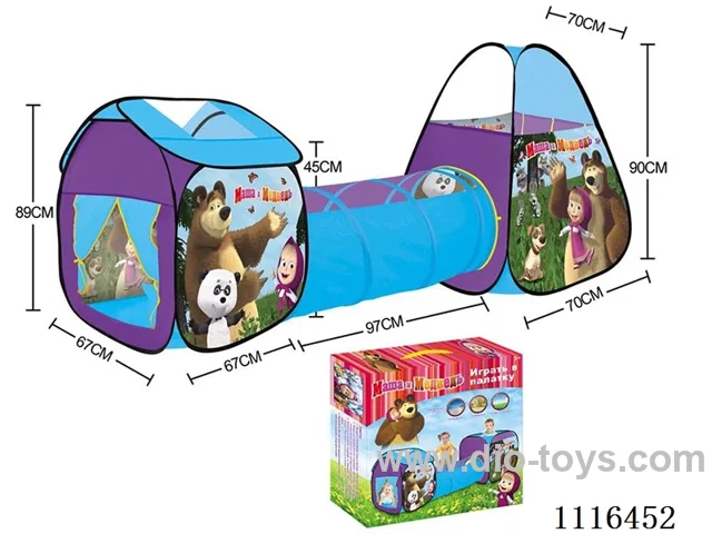 Three-in-one Martha and bear play house combined tunnel crawler tent