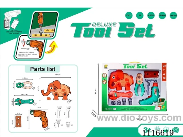 Electric drill tool + Disassembling dinosaur set (Electric drill 2X1.5V not included)