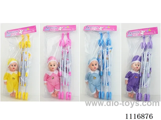 45cm plastic cart with male doll PE card head bag