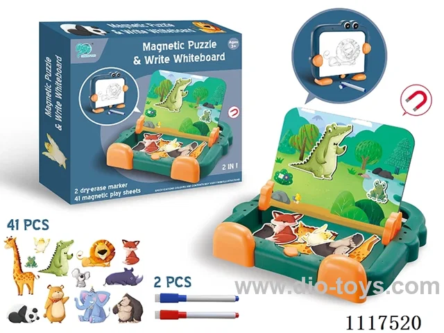 2-in-1 magnetic puzzle writing pad animal model