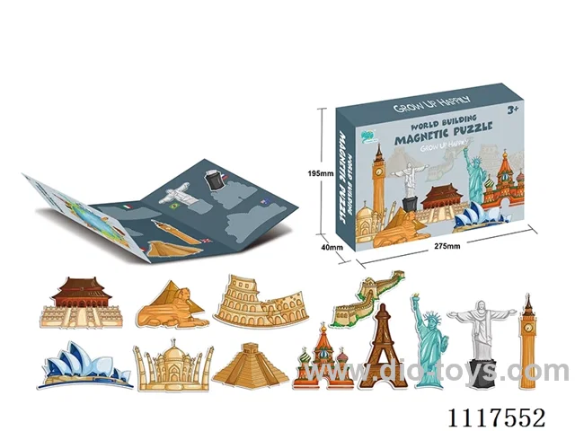 Famous building magnet three fold book puzzle