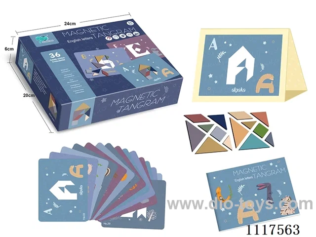 Tangram alphanumeric magnetic game box