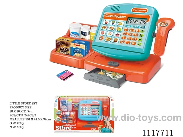Cash register with supermarket rack