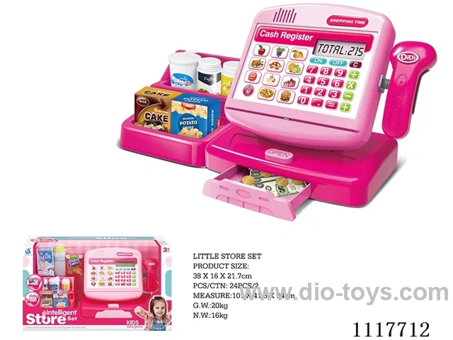Cash register with supermarket rack