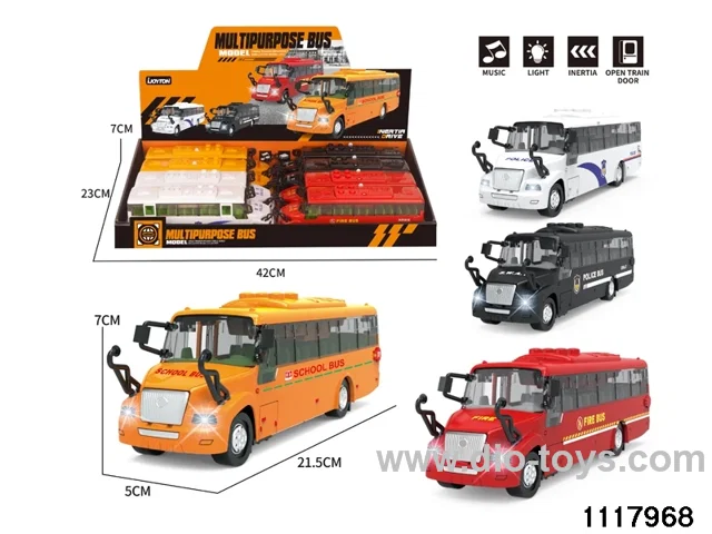 8pcs friction school bus with light/music，include 3*AG13
