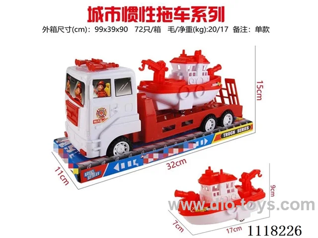 Inertial fire trailer with sliding boat (red)