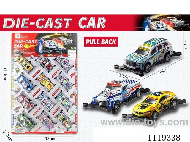 Alloy pull-back car 12 pieces (9cm)