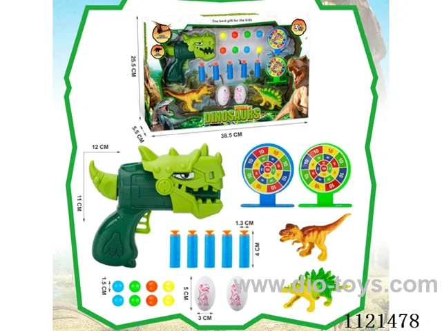 Dinosaur soft ball ping-pong gun