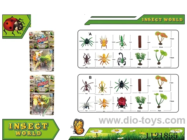 3 inch insect 6PCS + money grass + wood + haystack AB mixed 10PCS