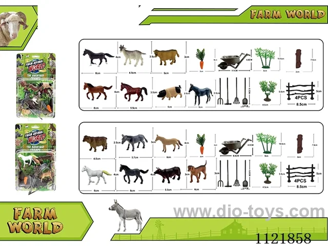 2-inch farm 7PCS + fence + radish + car grab + hay pile + bamboo tree + big wood AB mixed 20PCS
