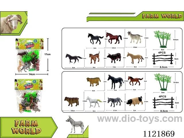 2 inch farm animal 7PCS + fence + bamboo tree AB mixed 12PCS