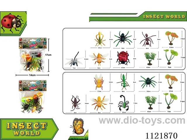 3 inch insect 6PCS + Haystack + copper money grass AB mixed 9PCS