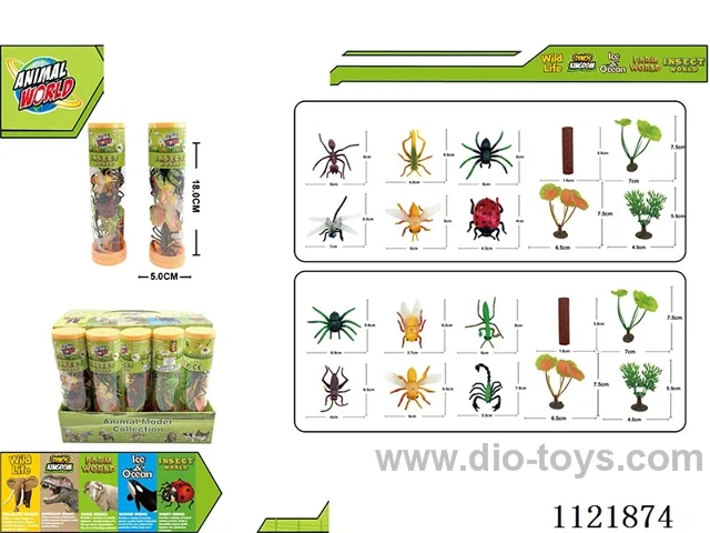3 inch insect 6PCS + wood + haystack + copper grass 10PCS
