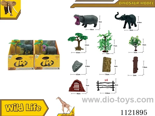 12PCS 4-inch wild animals, 2 models