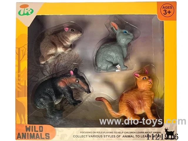 4 "solid wild animal 4PCS