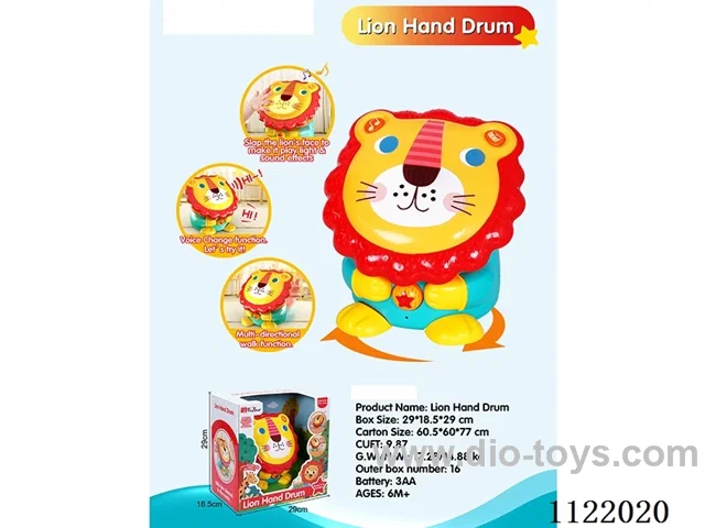 The lion beats the drum