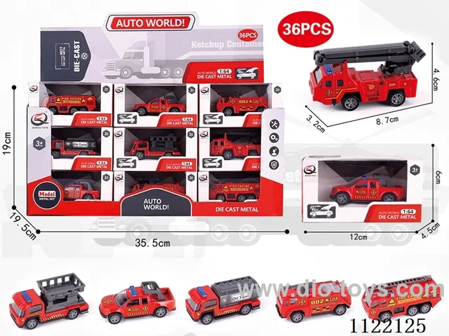 1:64 Boilback alloy car (36 pieces/box) Fire series 6 mixed