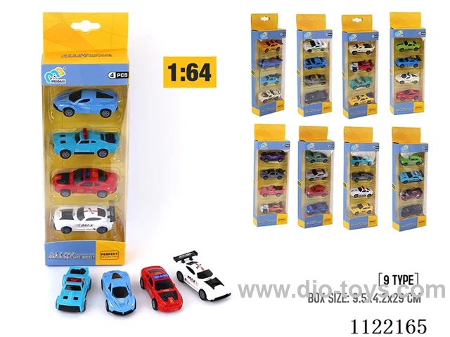 1:64 pull-back alloy car 4PCS (9 types mixed)