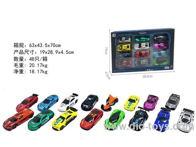 1:64 sliding alloy car 12PCS(16 types)