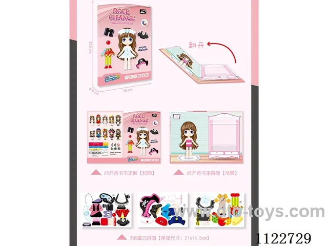 Girls change books and turn pages magnetic stickers