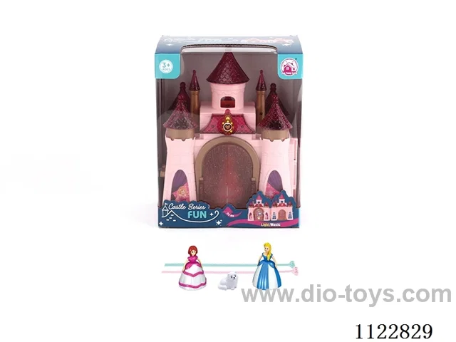 Colorful light castle with 12 music (pack three AG13 batteries) + Gyroprincess/cat/furniture