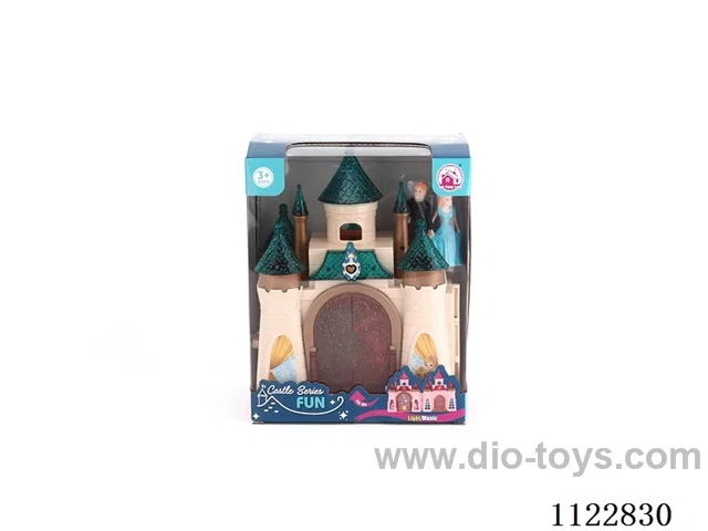 Colorful light castle with 12 music (pack three AG13 batteries)+ Princess/Prince/carriage/furniture