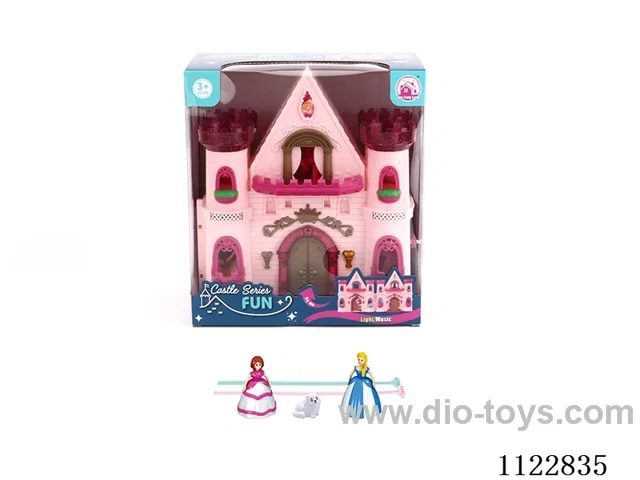 Glitter Castle with 12 music (pack 2 AA batteries)+ Gyroprincess/Cat/furniture