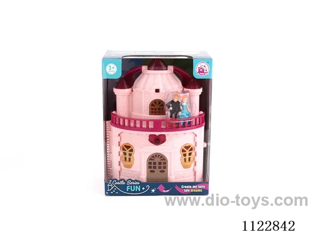 Glitter Castle with 12 pieces of music (pack 2 AA batteries) + Princess/Prince/carriage/furniture