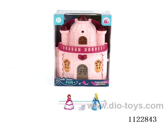 Glitter Castle with 12 music (pack 2 AA batteries) + Gyroprincess/Cat/furniture