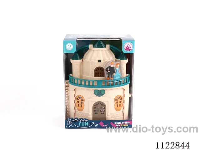 Glitter Castle with 12 pieces of music (pack 2 AA batteries) + Princess/Prince/carriage/furniture