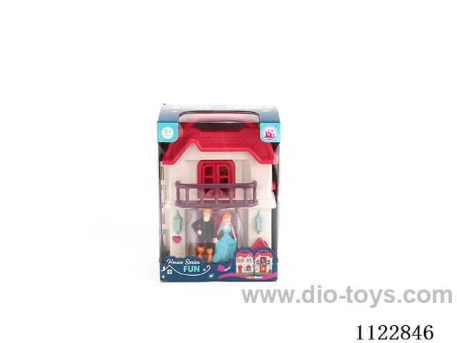 Colorful light Villa with 12 music (pack three AG13 batteries)+ Princess/Prince/carriage/furniture