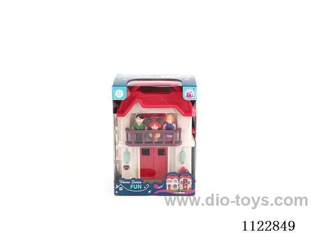 Colorful light Villa with 12 music (pack three AG13 batteries)+ people/furniture
