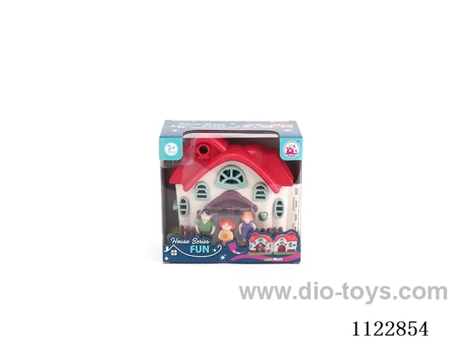 Colorful light Villa with 12 music (pack three AG13 batteries)+ people/furniture