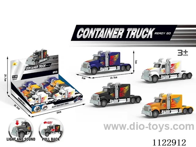 Acousto-optic alloy pull-back truck 8PCS (4 colors)/box