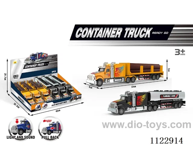 Acousto-optic alloy pull-back truck 6PCS (2 models)/box