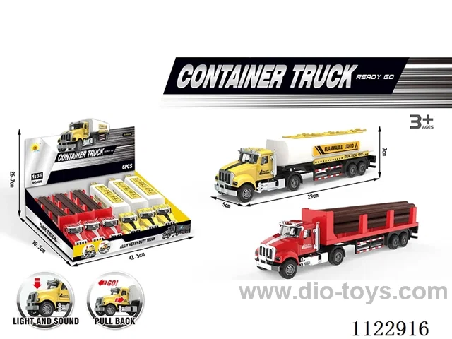 Acousto-optic alloy pull-back truck 6PCS (2 models)/box