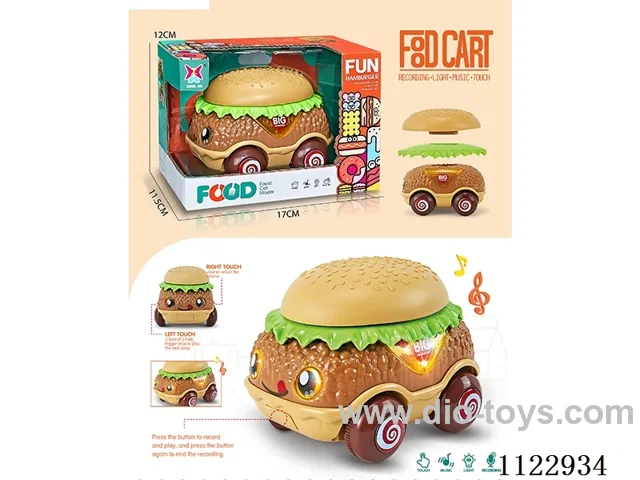 pull back Burger car with lights, music/recordings