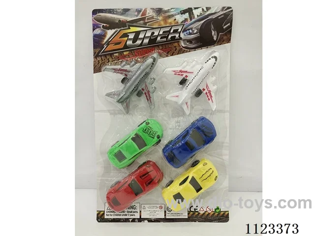 (GCC) Solid color 4 cars 2 planes-pull back