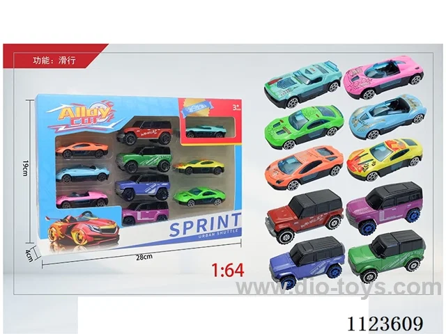 1:64 sliding alloy car 10PCS